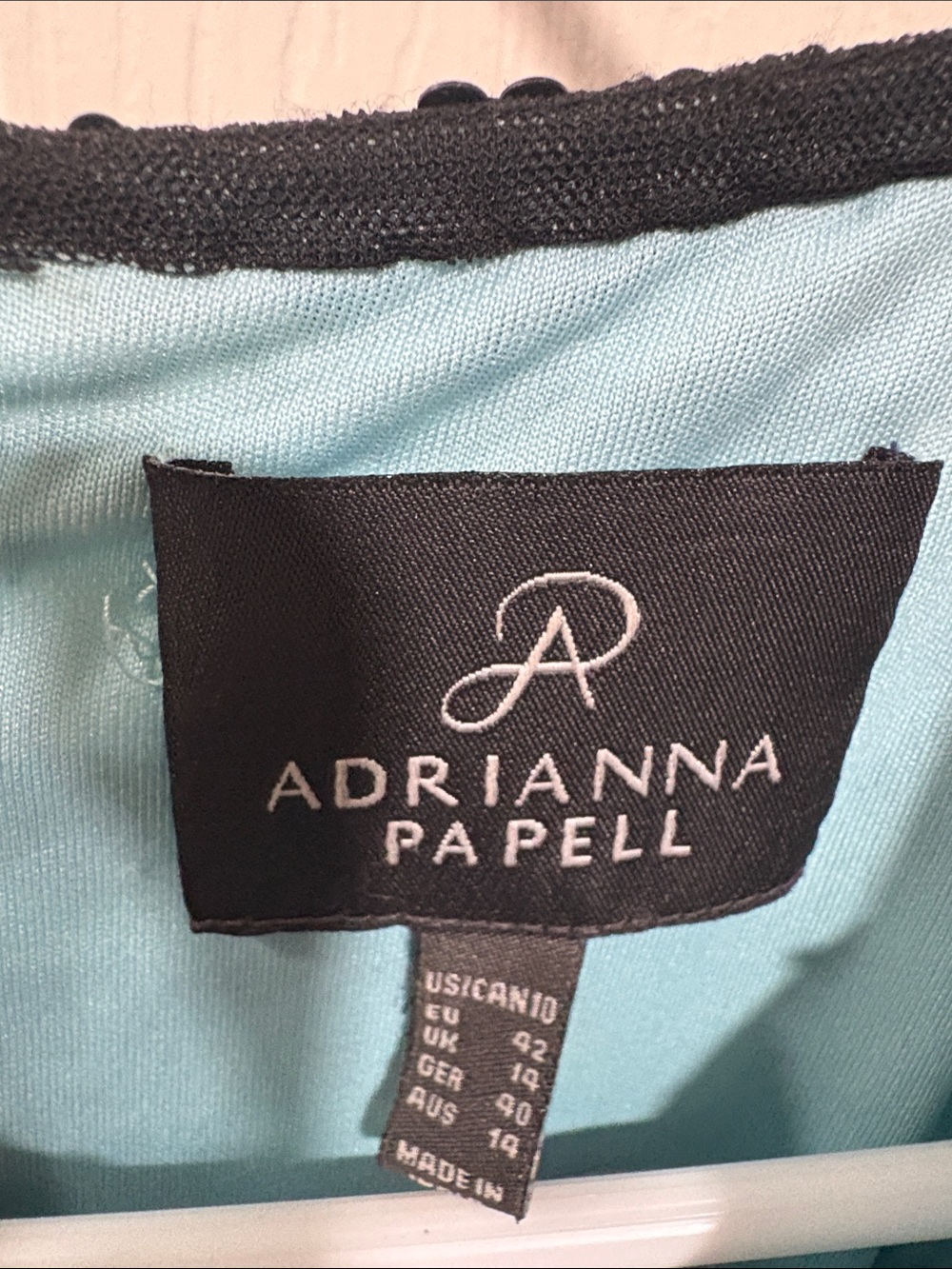 Adrianna Papell Black Beaded Overlay on Teal Long Sleeve Dress - Picture 3 of 3